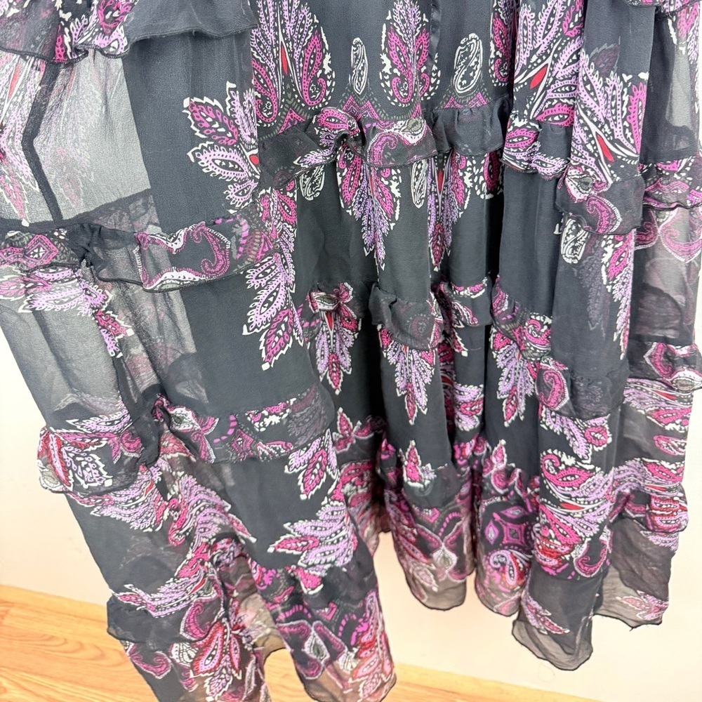 Vintage Y2K bebe 100% Silk Paisley Ruffle Maxi
Fairy Whimsigoth Boho Slip Dress - Picture 6 of 8